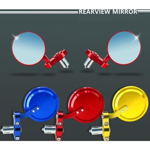 Motorcycle Modified Reversing Rearview Mirror 22mm Handlebar Rearview Mirror Reflector Sports Car Rearview Mirror Blue Lens
