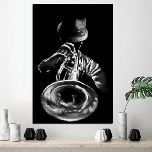 Wall Art Modular Picture Canvas Painting Print Black And White Musical Instrument Man Nordic Style Poster For Bedroom Home Decor