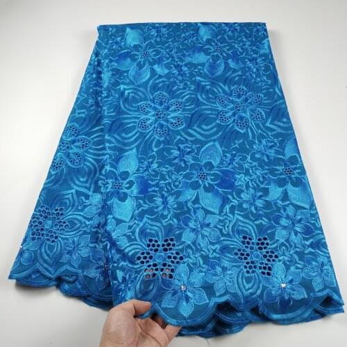 Latest 2021 African Lace Fabric Nigerian Swiss Dry 100%Cotton Lace Fabric With Stones Dubai Lace Fabric For Sewing 5Yards