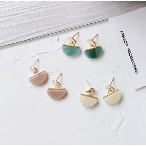 New Design Jewelry Earrings Golden Plating Half Round Green Pink White Resin Dangle Drop Earrings For Women Jewelry Party Gift