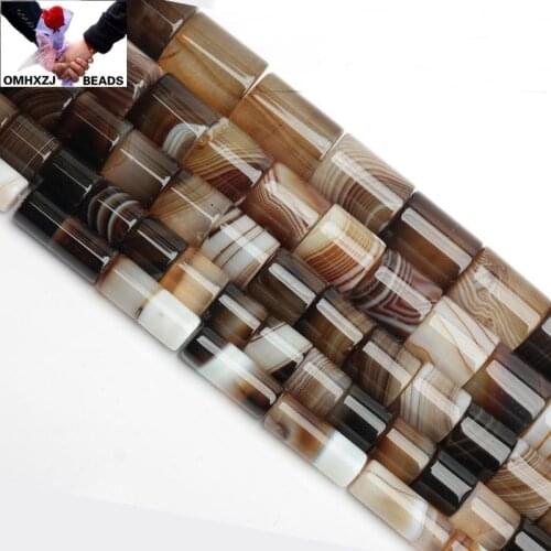 OMH Wholesale JD234 8*12 15*18mm Natural Jewelry DIY Making Bracelet Necklace Natural AAA Agate Loose Spacer Cylinder Beads