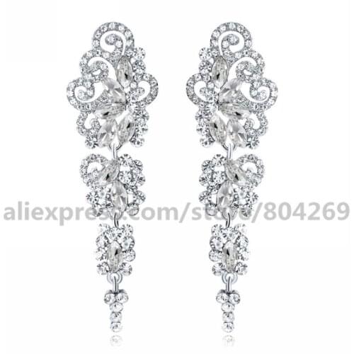 Wholesale Fashion Ladies Crystal Bride Earrings New Stylish Korea Style Ladies Ear Studs For Engagement Gifts