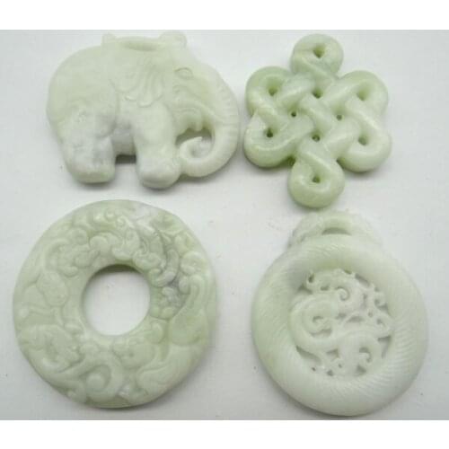 Wholesale Natural stone Chinese white black green stone hand-carved amulet pendant for diy Jewelry Making necklace Accessories