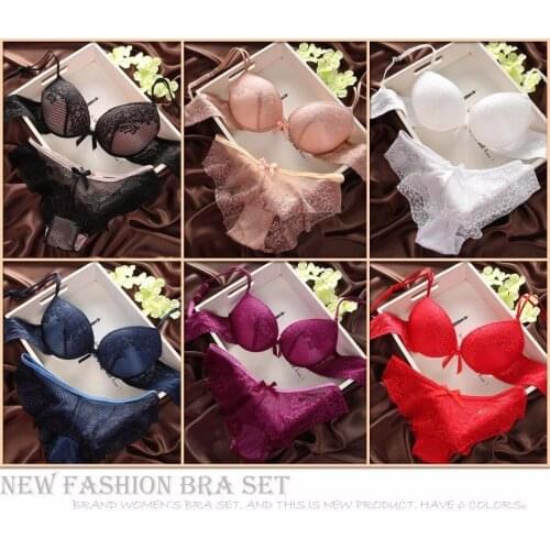 Sexy Lace Bra Set Cotton Soft Embroidery Female Underwear Drop Shipping Lady Bras Ladies Red Sexy Bow Cozy Thin Bra/ Knickers