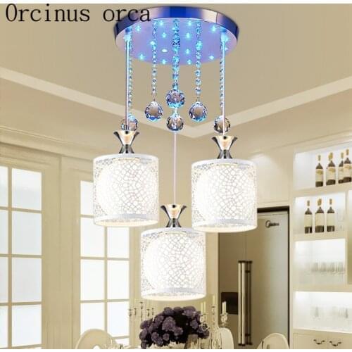 Modern minimalist crystal chandelier garden bedroom creative personality three sets of chandeliers free shipping