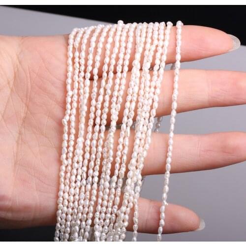 Fine 100% Natural Freshwater Pearl Irregular Rice Shape Beads for Jewelry Making DIY Bracelet Necklace size 2-5mm
