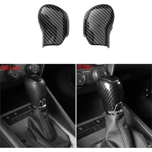 Carbon Fiber Interior Gear Shift Knob Cover Trim Handle Sleeve Buttons Cover Sticker for Skoda Octavia A7 Superb Fabia