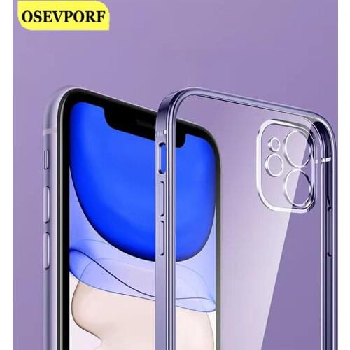New Square Edge Plating Case Coque Clear Cover Full Protective Ultra Thin for iPhone 12 11 Pro Max SE 2020 8 7 Plus X XR XS Max