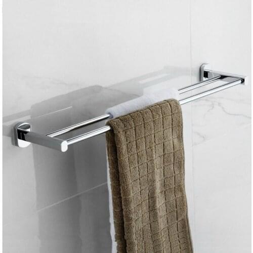 Vidric Double Towel Bar Rail Wall Mounted Brass Chrome Finish Towel Holder Hanger Towel Rack Bathroom Accessories
