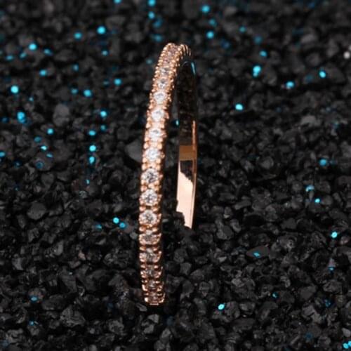Top Quality Simple Cubic Zirconia Lovers Rose Gold Color Wedding Ring Jewelry Full Sizes