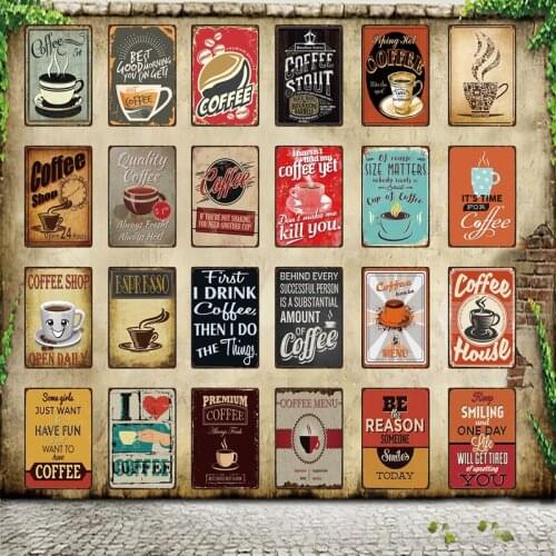 [ WellCraft ] Coffee Shop Menu Coffee House Metal Sign Posters art Vintage Mural Painting Custom Decor WW6
