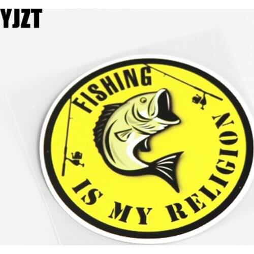 YJZT 10CM*10CM Cartoon Fish Is My BELIGION Car Sticker Decal PVC Graphical 13-0529