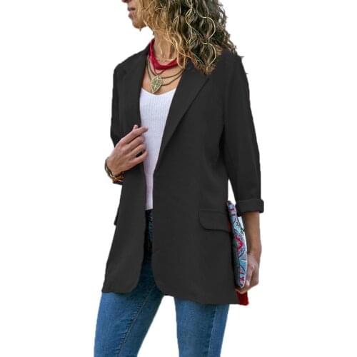 New Fashion Women Blazers Elegant Solid Color Lapel Long Sleeve Casual Slims Fit Dress Blazer Coat Plus Size Suit Jacket
