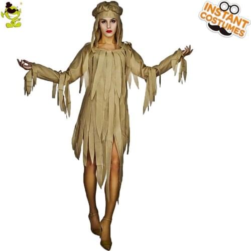 Womens Scary Mummy Costume for Halloween Party Clothing Purim Cosplay Ghost Outfits Party Fancy Dress Up for Adult Female