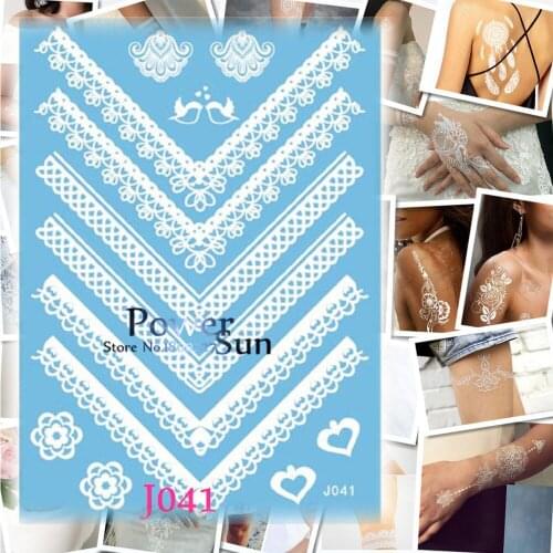 1PC Sexy Lace Necklace Design White Henna Flower Tattoo Body Art Temporary Tattoo Sticker Waterproof Tatoo Women Wedding Jewelry