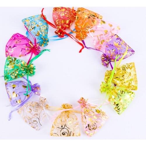 100Pcs Bronzings Organza Bag Jewelry Packaging Gift Candy Wedding Party Packing Favors Pouches Drawable Bags Sweets Pouches