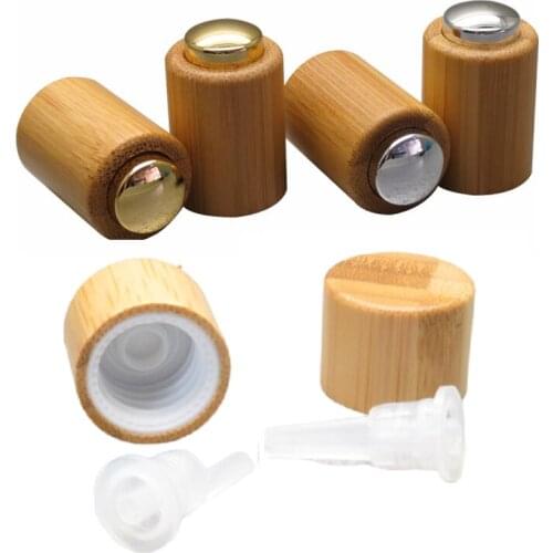 18/410 Bamboo Wooden Lids 18MM Rim Wood Press Pump Caps Bamboo Dropper Cover for Essentail Oil Bottles