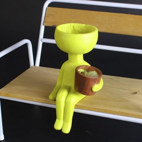 2Pcs Human Portrait Flower Vase Home Office Indoor Planter for Succulent Cactus