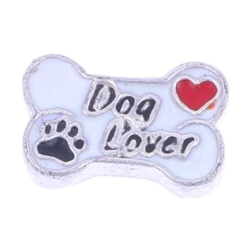 3MM-7MM Silver Color Gold Bone Shaped Dog Lover Floating Charms Memory Glass Locket Magnetic Locket 20 pcs / lot