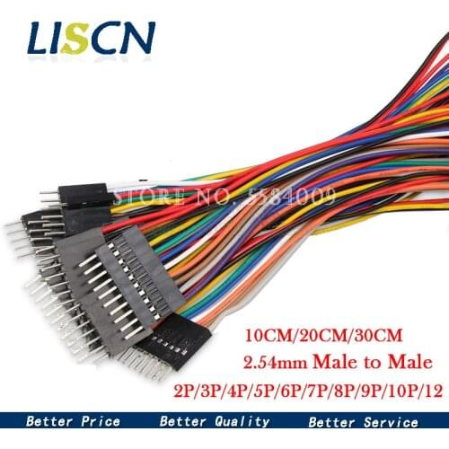 5PCS 2.54MM 2.54 Wire Dupont Line male to male 1P2 3 4 5 6 7 8 9 10 12 Pin Dupont cable connector JUMPER CABLE WIRE FOR PCB