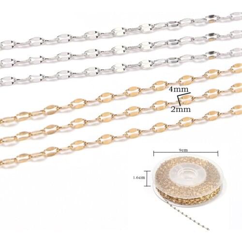 5yards/roll Stainless Steel Flat Oval Lip-shape Water-wave Chain For DIY Necklaces Bracelet Jewelry Making Supplies Accessories