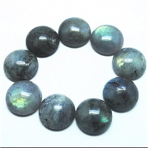 10PCS Natural Import Labradorite Stone Cabochon Beads Accessories Jewelry Parts 6MM 8MM 10MM 12MM 14MM 16MM 18MM 25M Coin Shapes