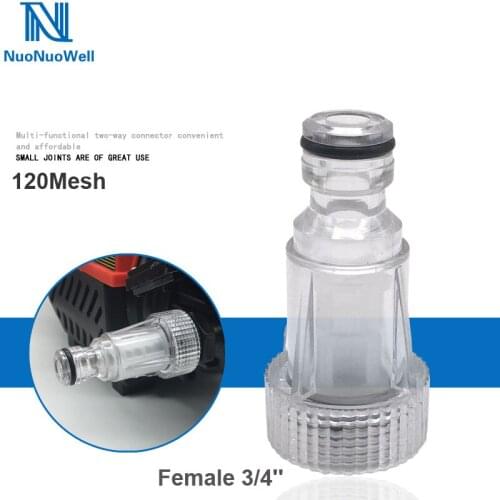 NuoNuoWell 2 PC Washing Machine Quick Connector 3/4'' Female Thread Water Filter Quick Adapter Clear Plastic