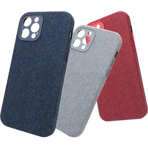 For iPhone 11 12 Pro Mini Max XS X XR 8 7 Case Cloth Texture Woven Cover Suede Leather Hiha Canvas Pattem Standing
