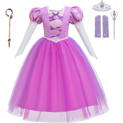 Girl Rapunzel Dress Kids Fancy Tangled Princess Dresses Children Carnival Christmas Cosplay Costume Kids Birthday Party Dresses