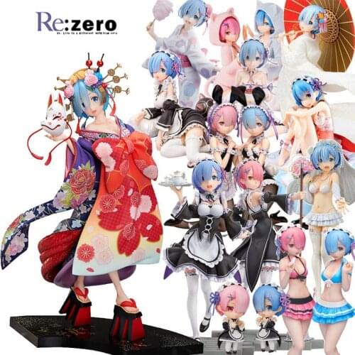 2021 Japan Anime Life In A Different World From Zero Cartoon Figure Action Figure Maid Ram Rem Emilia Doll Model Toys