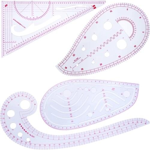 KAOBUY 4 Style Soft Fashion Design Pattern Tools- Practical Design Ruler Kit For Designing Patterns,Needlework,Embroidery