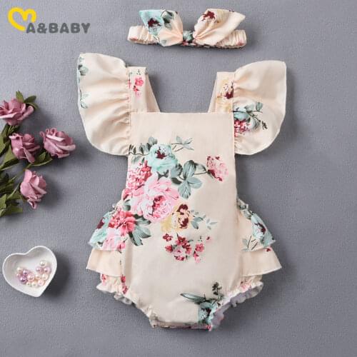 Ma&Baby 0-12M Cute Flower Newborn Infant Baby Girl Rompers Summer Ruffles Backless Jumpsuits Overalls Outfits Baby Clothes
