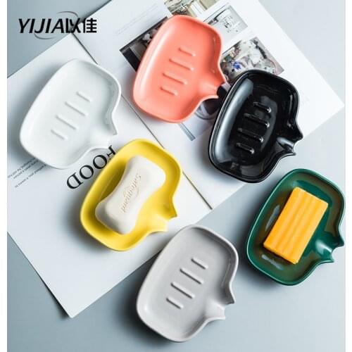 Bathroom Soap Dish Bath Storage Box Drain Tray Holder Soaps Holder Ceramics Hotel toilet drain soap dish