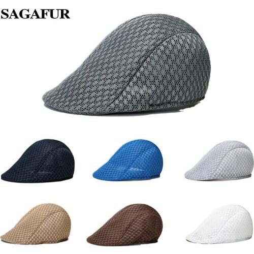 Summer Unisex Baseball Cap Men Women Sun Mesh Beret Cap Newsboy Golf Cabbie Flat Peaked Hat Casquette Breathable Berets