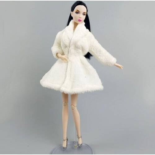 White Winter Outwear Fur Overcoat Jacket Coat for Barbie Doll Outfits Clothes for 1/6 BJD Dolls Accessories Toys For Children