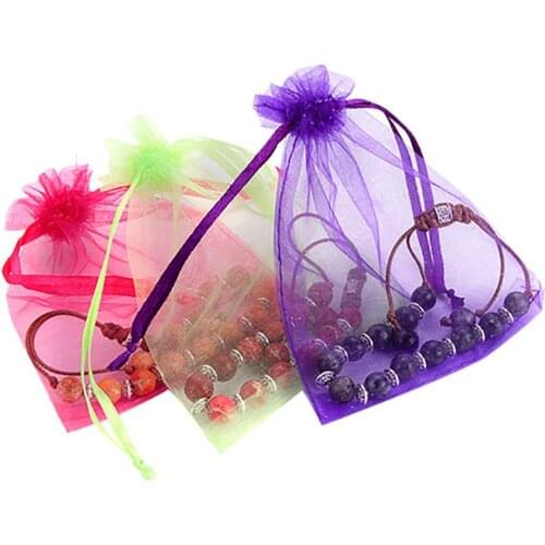 1Pc Length 9 Wide 7 Wedding Festival Gift Drawable Organza Bags Jewelry Packaging Display & Pouches