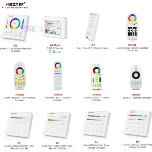 Miboxer DC12V 24V LS2 5 in 1 LED Strip Controller by 2.4G Remote,Touch Panel WiFi control for RGB RGBW RGB+CCT Lamp Light