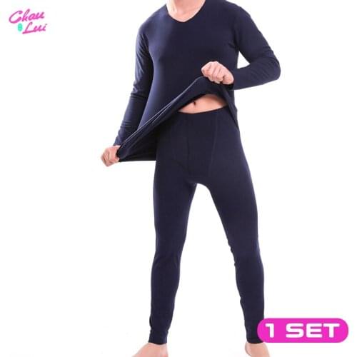 Chau Lui Mens Thermal Underwear Sets Winter Long Johns Winter Clothes Men Thick Thermal Clothing Solid
