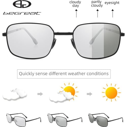 Begreat 2021 Trending Men Polarized Sunglasses Foldable Photochromic Sunglasses Rectangle Folding Metal Male Sun Glasses