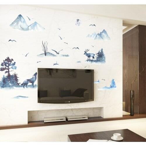 Nordic Style elk wallpaper living room sofa TV background wall decoration PVC wall stickers