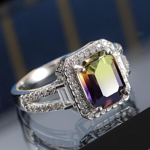 Newest 925 Silver Colorful Purple Tourmaline Rings for Women Fashion Finger Band Fine Jewelry Korean Style Anel