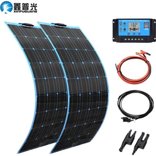 New 200W Solar Panel Kit 18V 100W High Efficiency Flexible Photovoltaic Panels Solar System 12V/24V Battery Charger Controller