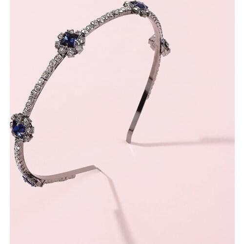 Hair Band for Women With Crystal Rinestone Headband Sparkly Square Crown Diadem Hair Hoop Vintage Hair Accessories Headdress