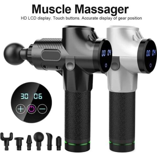 6 Head LCD Display Body Massage Gun Muscle Exercises Relaxation Electric Massager Gun Relief Pain Slimming Shaping 3200r/min