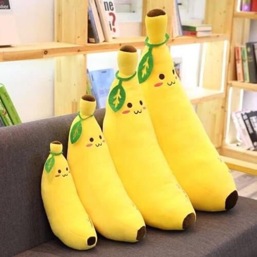 Plush Banana Pillows Stuffed Cushions Super Soft Hugging Toys Fruit Design Decoration Gifts