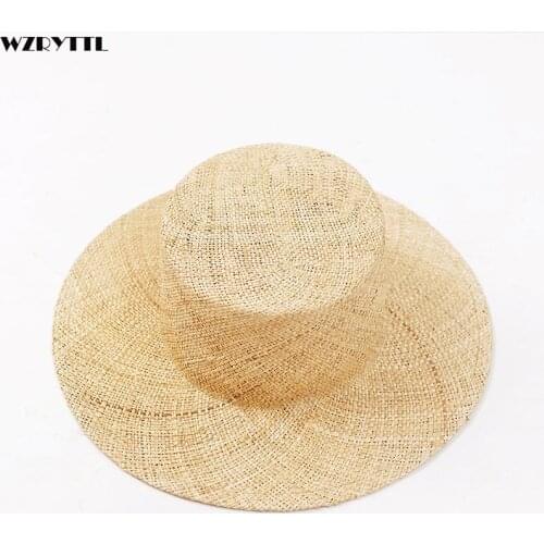 Wholesale Natural Treasure Grass Straw Hats Wide Brim Sun Hats for Women Summer Beach Hat Popular Millinery Hat Base Boater Cap