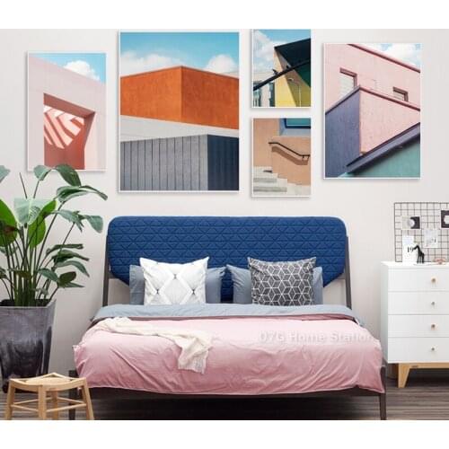 Nordic Colorful Geometric Architecture Photography Canvas Painting Wall Art Poster And Print Picture For Modern Home Decoration