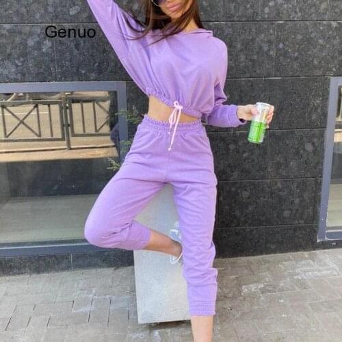 Tracksuit Women Solid Cotton Long Sleeve Sweater Top + Trousers Fashion Casual Suit Sweatsuit Two Pieces Sets Street Outfit