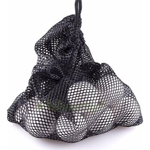 30x19cm Black Nylon Golf Ball Bag Pouch Golf Table Tennis 48 Balls Carrying Holder String Closure