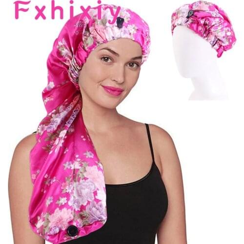 Extra Long Satin Bonnet Sleep Cap for Braids Women Soft Elastic Band Sleeping Silky Hair Bonnet Curly Hair Cover Skin-friendly